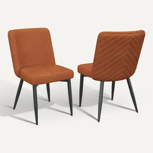 Lot De 2 Chaises De Salle à Manger - Avec Dossier Ergonomique - En Velours - Rouille