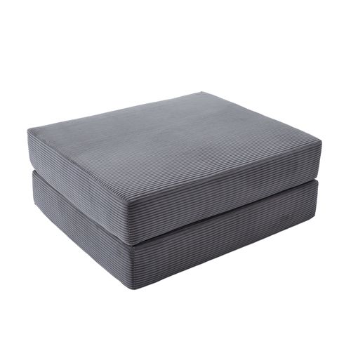 Repose-pied Compressé Modulable - Fonction Lit D'appoint-Pour Salon-En Velours Côtelé-Gris Foncé