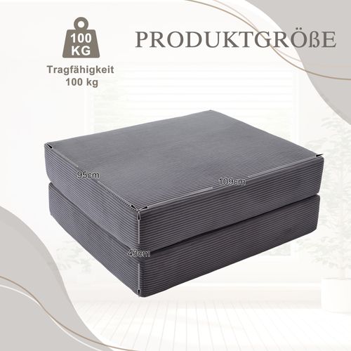 Repose-pied Compressé Modulable - Fonction Lit D'appoint-Pour Salon-En Velours Côtelé-Gris Foncé