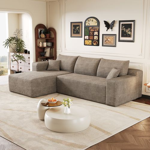 Canapé D'angle Modulaire Avec Méridienne Réversible Sans Montage Tissu ...