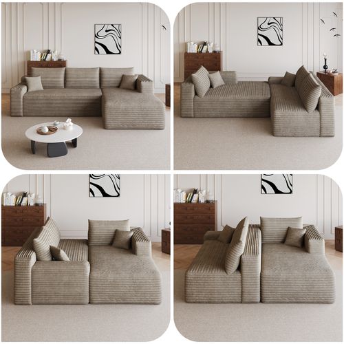 Canapé D'angle - Sans Montage - Assise Profonde - Tissu - Camel