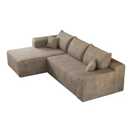 Canapé D'angle compressé - Sans Montage - Assise Profonde - Tissu - Camel