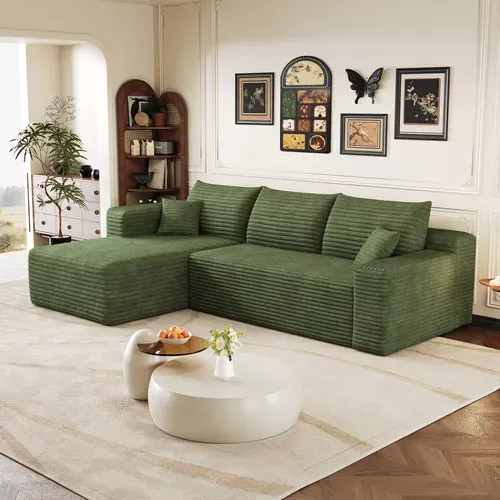 Canapé D'angle Modulable - Sans Montage - Assise Profonde - Tissu - Vert