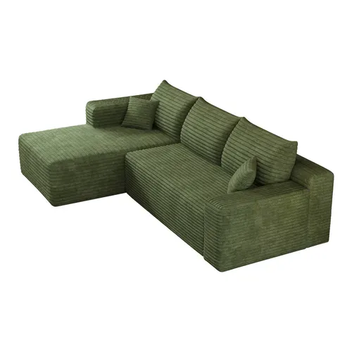 Canapé D'angle Modulable - Sans Montage - Assise Profonde - Tissu - Vert