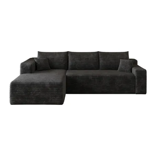 Canapé Compressé D'angle - Sans Montage - Assise Profonde - Tissu - Noir