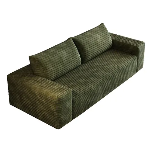 Canapé Compressé Modulable - Sans Montage - Assise Profonde - Velours Côtelé - Vert