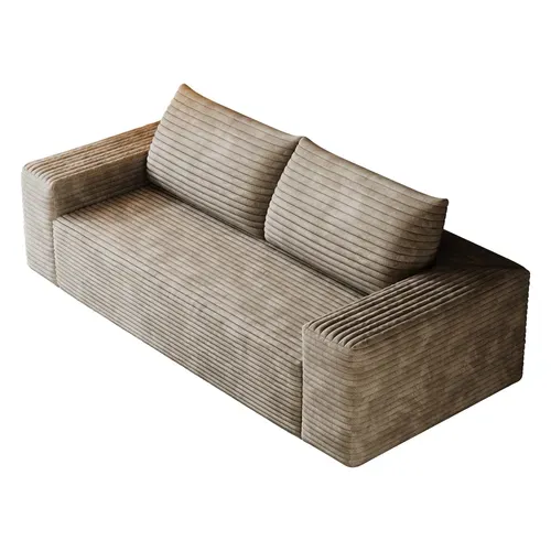 Canapé Compressé Modulable - Sans Montage Et Assise Profonde - Velours Côtelé - Camel