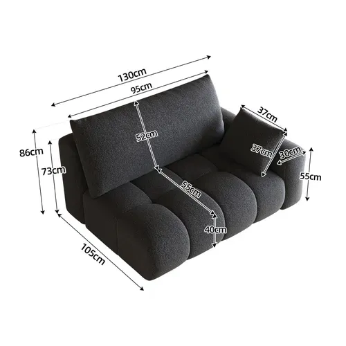 Canapé Compressé D'angle - 2 Places - Méridienne  - Tissu - Gris Foncé