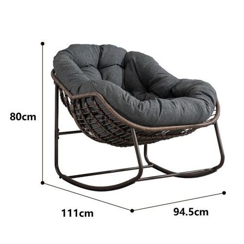Fauteuil à Bascule 111x94.5x80 Cm, Siège Extra Large Avec Coussin, Acier Et Rotin Tressé, Vert Clair