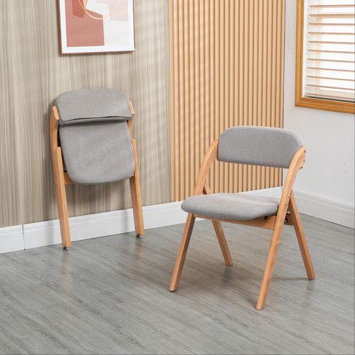 Lot De 2 Chaise Pliante 60x52.5x79 Cm, Housse De Siège Détachable, Bois, Couleur Kaki