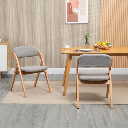 Lot De 2 Chaise Pliante 60x52.5x79 Cm, Housse De Siège Détachable, Bois, Couleur Kaki