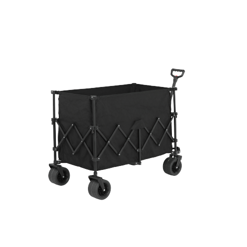 Chariot Pliant 109x53x83 Cm, Grande Capacité 300 L, Acier, Tissu Oxford, Couleur Noir