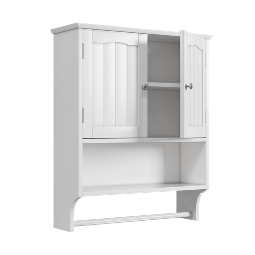 Armoire Murale Salle De Bain 56,8x19x70 Cm, Portes Et Étagères Réglables, 1 Niche, Mdf, Blanche