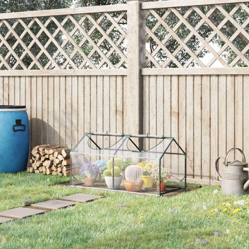 Mini Serre De Jardin 120x60x60 Cm, Fenêtre Enroulable, Acier, Housse Transparente