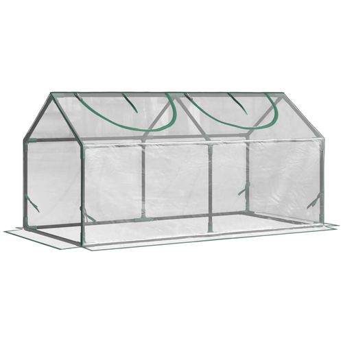 Mini Serre De Jardin 120x60x60 Cm, Fenêtre Enroulable, Acier, Housse Transparente