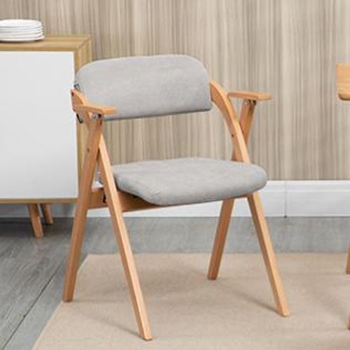 Lot De 2 Chaise Pliante 60x53x79 Cm, Avec Accoudoirs, Housse Amovible, Bois, Gris