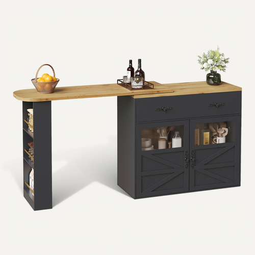 Table De Bar Extensible 138-204x39x104 Cm, Rotation 360 Degrés, 2 ...
