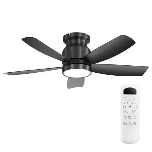 Ventilateur De Plafond 107 Cm Avec LED, Télécommande 6 Vitesses, Moteur Dc, Noir