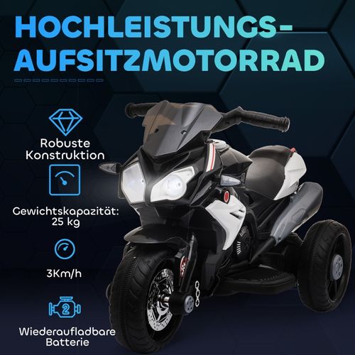 Moto électrique Enfant 86 X 42 X 52 Cm, Lumières Et Sons, Rechargeable, Plastique Noir