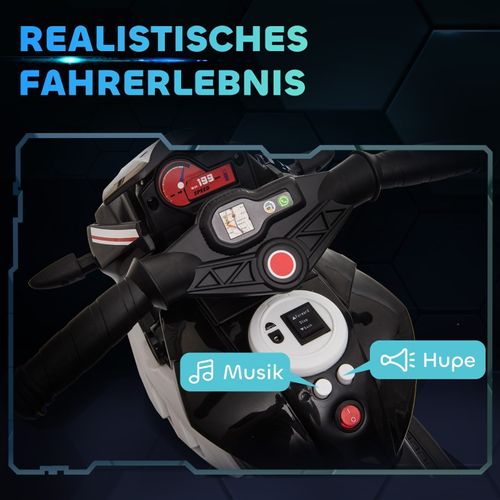 Moto électrique Enfant 86 X 42 X 52 Cm, Lumières Et Sons, Rechargeable, Plastique Noir