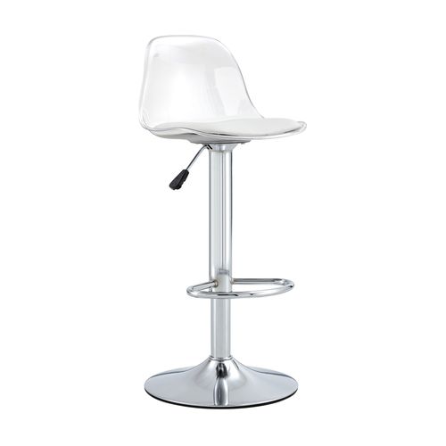 Tabouret De Bar 82/104x39x33 Cm, Assise Haute, Réglable En Hauteur, Pivotant à 360°, Blanc