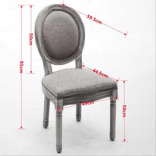 Lot De 2 Chaises De Salle à Manger 59,5x49x95 Cm, Style Français Ancien, Cadre En Bois, Lin Beige
