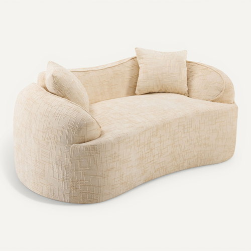 Canapé Compressé 2 Places Courbé 170x91x70 Cm, Beige