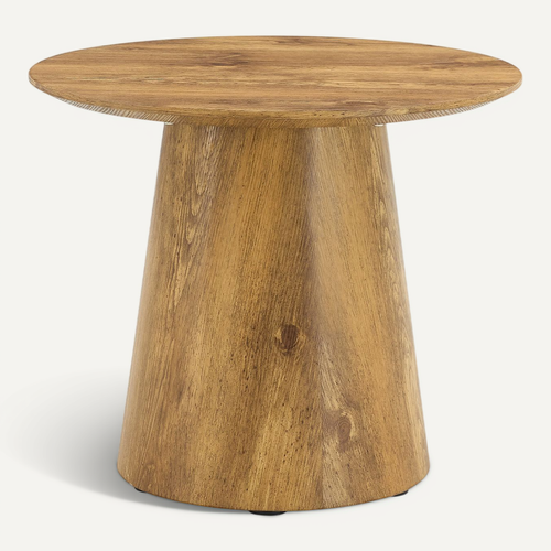 Table Basse Ronde 50 Cm Diamètre, Hauteur 48 Cm, Motif Bois En Mdf, Couleur Bois