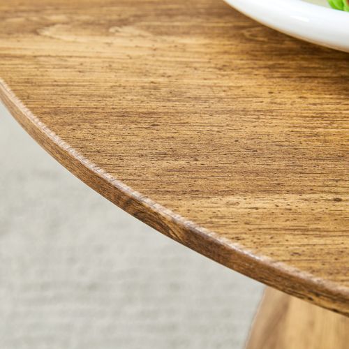 Table Basse Ronde 50 Cm Diamètre, Hauteur 48 Cm, Motif Bois En Mdf, Couleur Bois