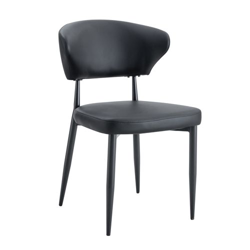 Lot De 2 Chaise De Salle à Manger 50x45x85 Cm, Dossier Ergonomique, Métal, Pu, Couleur Noire