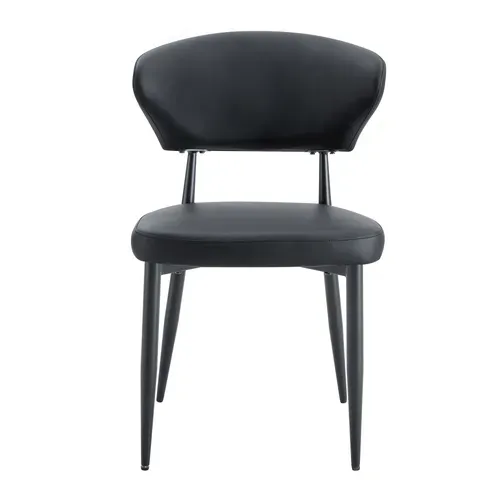 Lot De 2 Chaise De Salle à Manger 50x45x85 Cm, Dossier Ergonomique, Métal, Pu, Couleur Noire