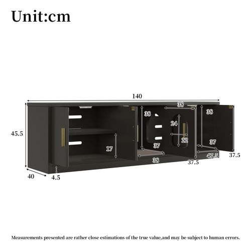 Buffet Avec Litiere Chat 140x40x45,5 Cm, 4 En 1 Rangement, Panneau De Particules, Noir