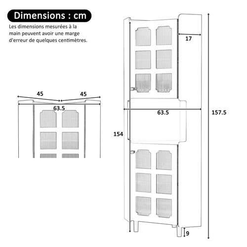 Vitrine D'angle 45x45x157.5 Cm, Éclairage LED Pilotable Par Application, Mdf, Couleur Grise