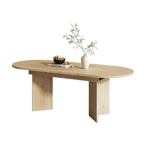 Table Extensible 120-160x80x75.5 Cm, Plateau 18 Mm, Structure Renforcée, Mdf, Bois Clair