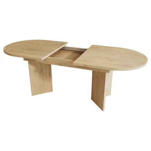 Table Extensible 120-160x80x75.5 Cm, Plateau 18 Mm, Structure Renforcée, Mdf, Bois Clair