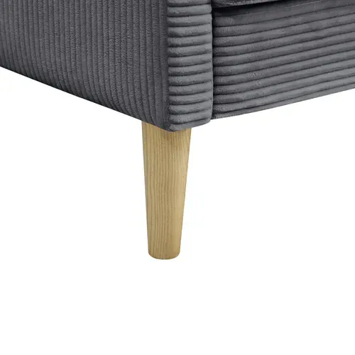 Canapé 2 Places Compact, Gain De Place, Bois Et Velours Côtelé, Couleur Gris