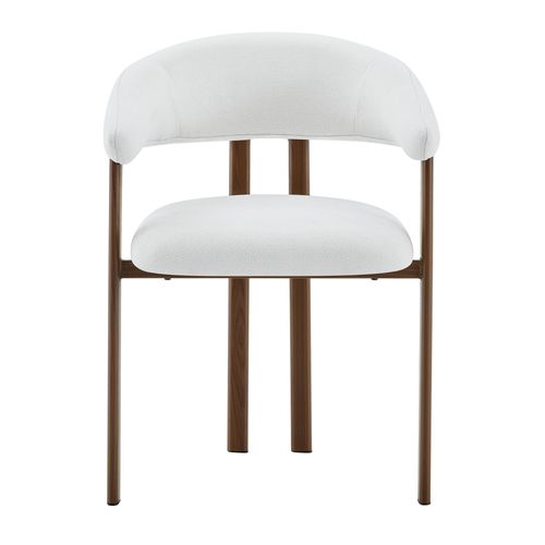 Lot De 2 Chaises De Salle à Manger 57,5x60x80,5 Cm, Dossier Ergonomique, Tissu Lin, Blanc