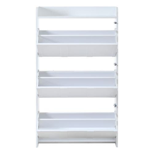 Meuble à Chaussures 70x25x120 Cm, 6 Compartiments Rabattables, 3 Portes à Bascule, Mdf, Blanc