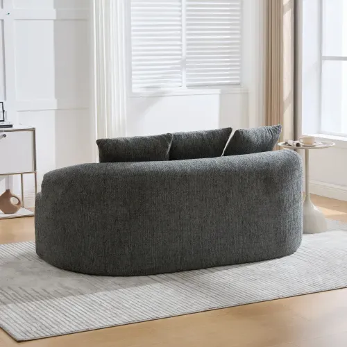 Canapé Compressé 2 Places 164x92x77cm, Assise Profonde, Chenille, Couleur Gris