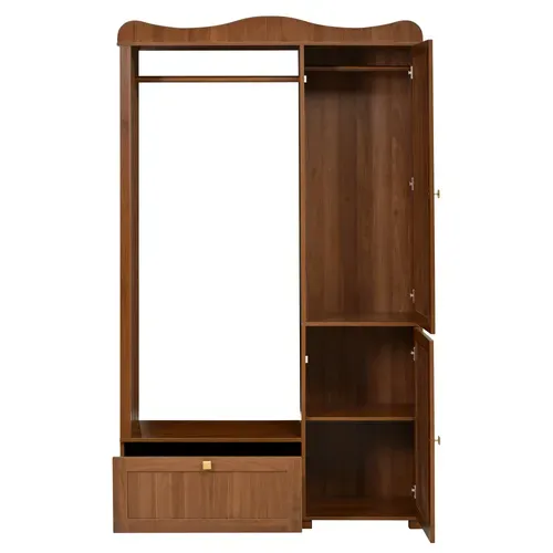 Armoire Penderie 115,5x38,5x194,5 Cm, Miroir Intégré, 1 Tiroir Et 2 Portes, Mdf, Brun