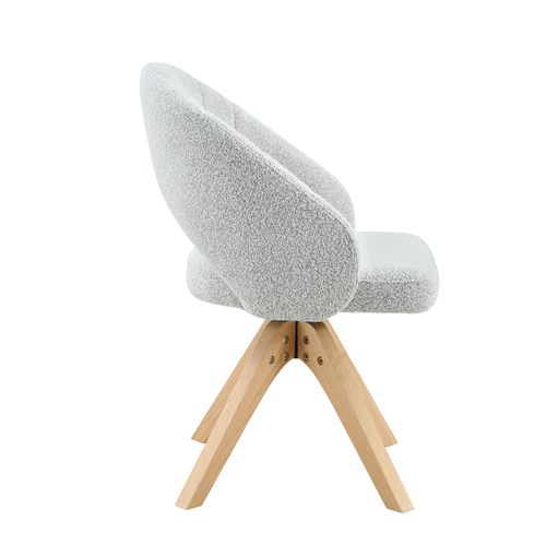 Lot De 2 Chaises Pivotantes 360°, H84 Cm, Dossier Ajouré, Bois, Velours, Gris Clair
