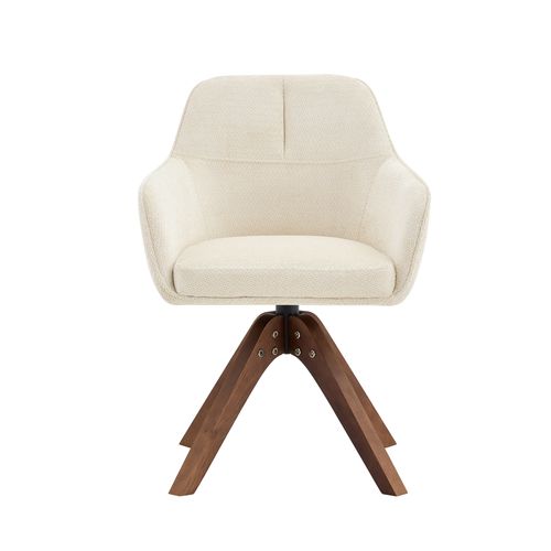 Lot De 2 Chaise De Salle à Manger H 82 Cm, Pivotante 360, Tissu, Bois, Beige Et Marron