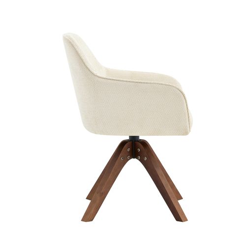 Lot De 2 Chaise De Salle à Manger H 82 Cm, Pivotante 360, Tissu, Bois, Beige Et Marron