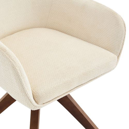 Lot De 2 Chaise De Salle à Manger H 82 Cm, Pivotante 360, Tissu, Bois, Beige Et Marron