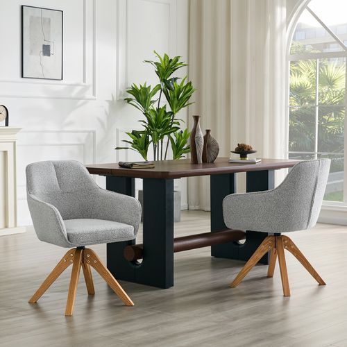 Lot De 2 Chaises De Salle à Manger, H82 Cm, Pivotantes 360, Tissu, Bois, Gris