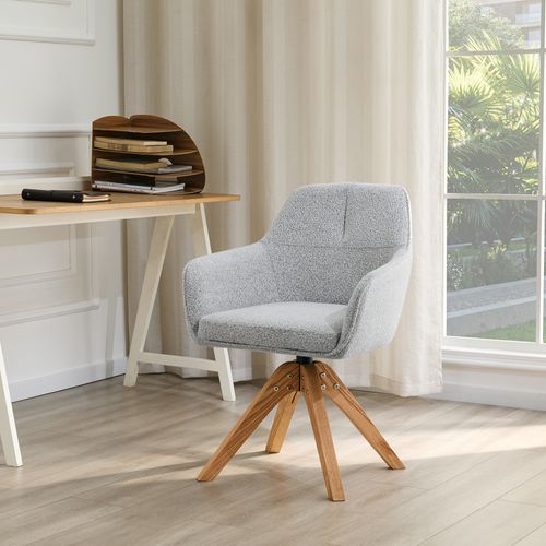 Lot De 2 Chaises De Salle à Manger, H82 Cm, Pivotantes 360, Tissu, Bois, Gris