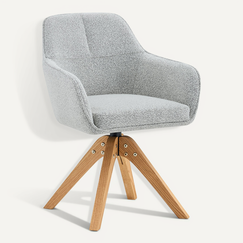 Lot De 2 Chaises De Salle à Manger, H82 Cm, Pivotantes 360, Tissu, Bois, Gris