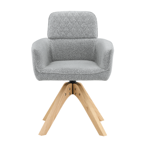 Lot De 2 Chaises Pivotantes 360, H85 Cm, Assise Confortable, Tissu Gris Clair, Bois