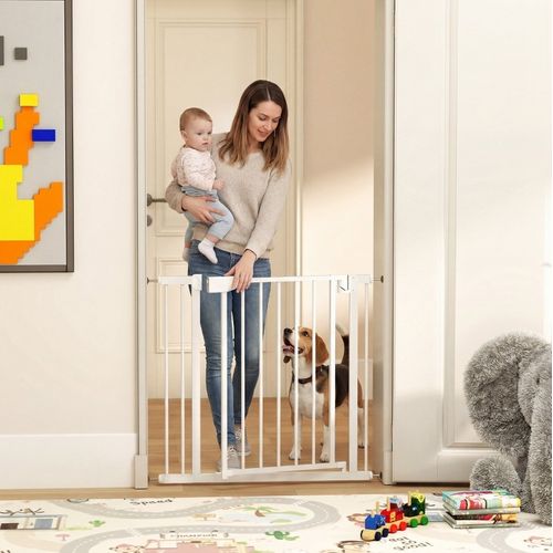 Barriere De Securite 76 A 89 X 76 Cm, Fermeture Automatique, Acier Carbone, Couleur Blanc