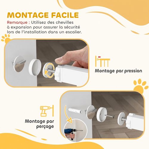 Barriere De Securite 76 A 89 X 76 Cm, Fermeture Automatique, Acier Carbone, Couleur Blanc